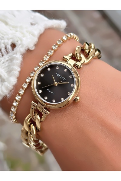 Ferrucci ÇELİK ZİNCİR KORDON 25 MM'RE MİNİMAL KASA KADIN KOL SAATİ 3 ATM SU GEÇİRMEZ 2 YIL GARANTİLİ