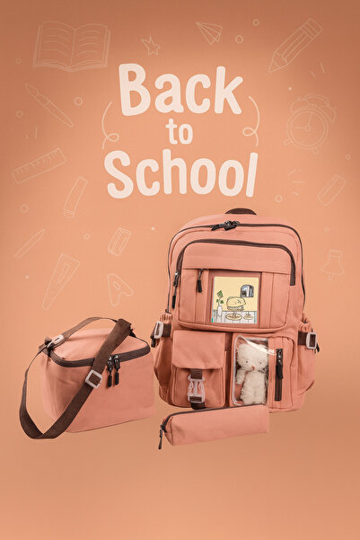 Bagacar Korean Style Teddy Bear School and Daily Use 3-Piece Bag Set