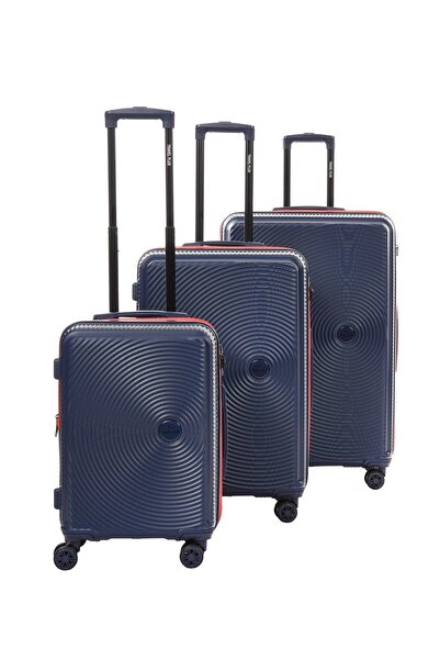 TRAVELPLUS مجموعة من 3 قطع من حقائب أمتعة ABS بعجلات، مقاس 20/26/30 بوصة، أزرق