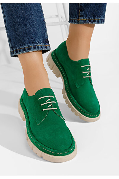 B T Shoes Zelené kožené polobotky Besania