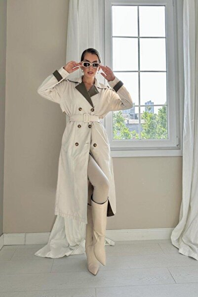 McA all inclusive Trenci bej kaki cu dungi pe spate și curea