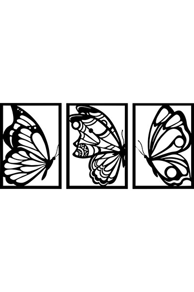 OEM Decor perete Fluturi din 3 Parti HH762 din lemn - 114 L x 50 H (cm)