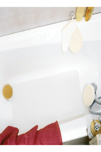 arvix Rubber Safety Bath Mat, White, 34 x 74 cm, Non-Slip Bathroom Accessory