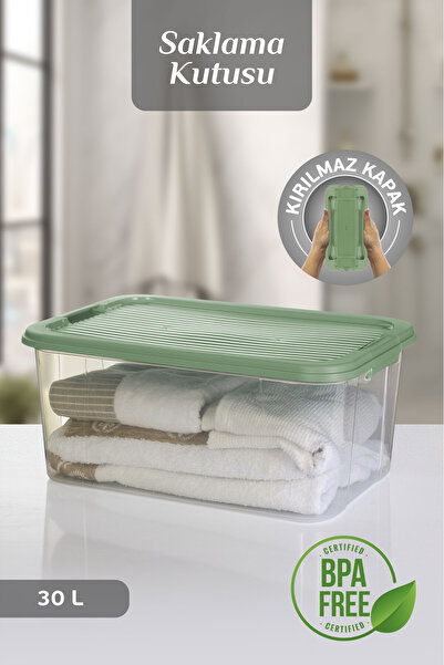 MOİ 30 Lt Multibox Storage Container - Multi-Purpose Organizer with Lockable Lid Pantry Storage Storage Box