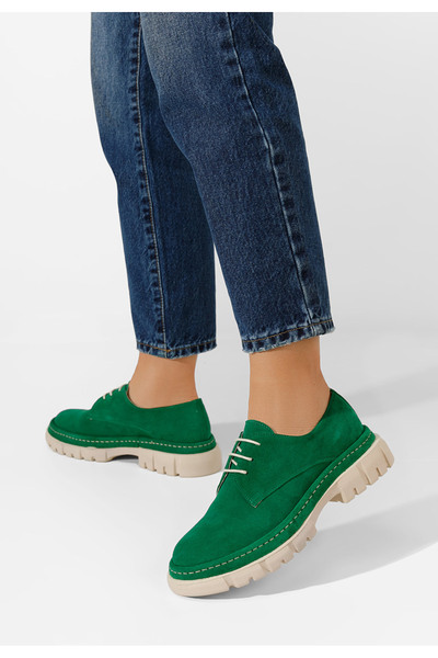 B T Shoes Zelené kožené polobotky Besania