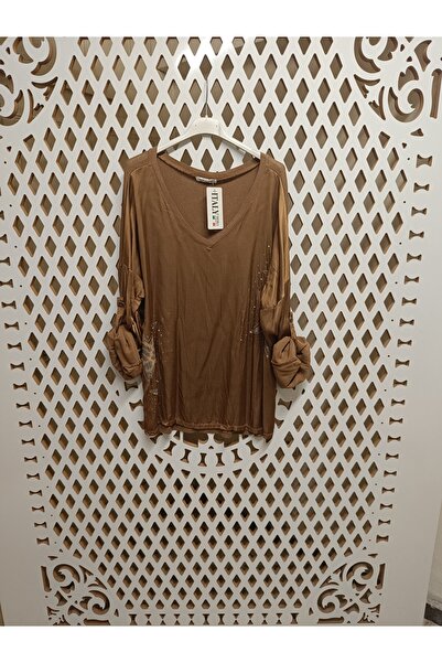 Dressing Room İtalyan Leopar Desenli Simli Bluz