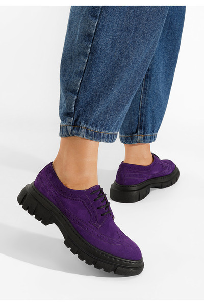 B T Shoes Fialové kožené lodičky Henise