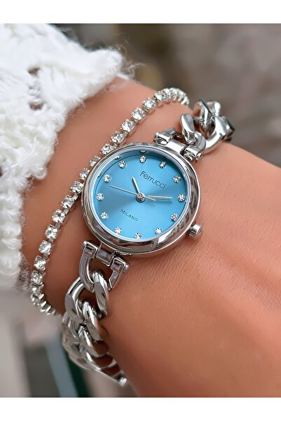 Ferrucci Steel Chain Cord 25 mm Minimal Case Women's Wristwatch 3 Atm Waterpr...