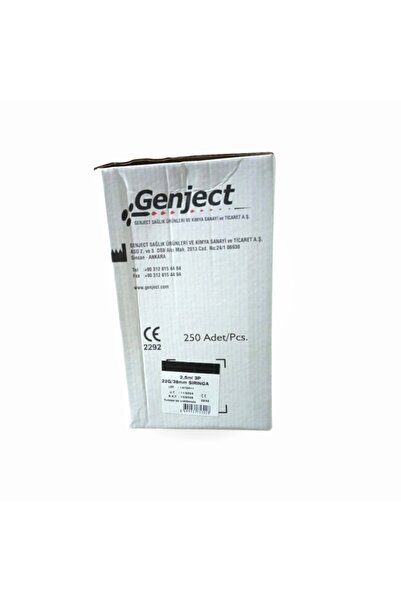 Genject 2,5ml 3 Parça (Contalı) (22G / 38mm) Uzun Siyah Uçlu - 250'li Kutu