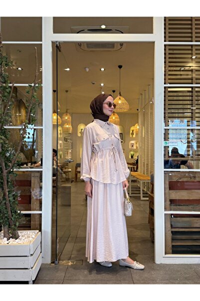 NS Moda Hijab Ikra Skirt Shirt Set Cream-Model 544