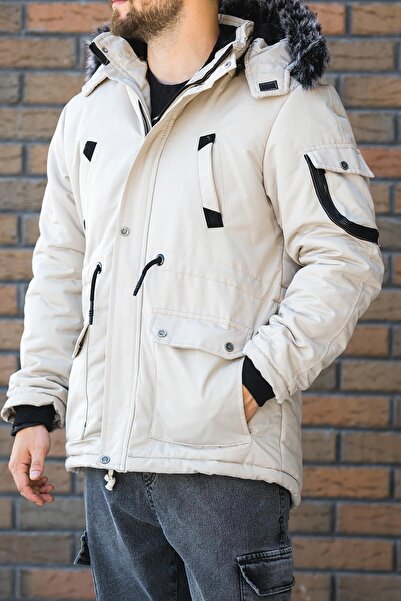 since 1990 man Manremo Fur Lined Hooded Canvas Long Coat Parka