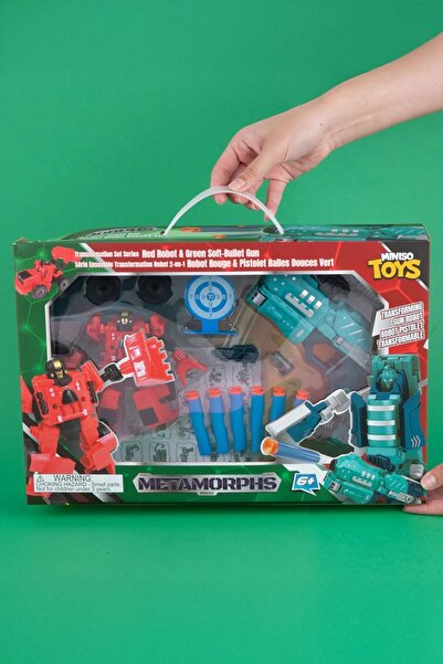 Miniso Transformation Seti (Kırmızı Robot ve Yeşil Tabanca)