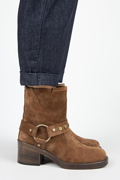 Manijero (Lukka) Women's Genuine Leather Biker Trock Boots in Tan