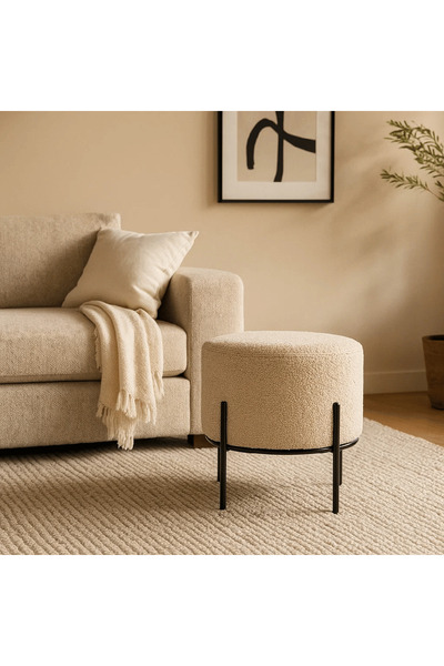 Generic Buff Chair - Beige Bouclé Fabric