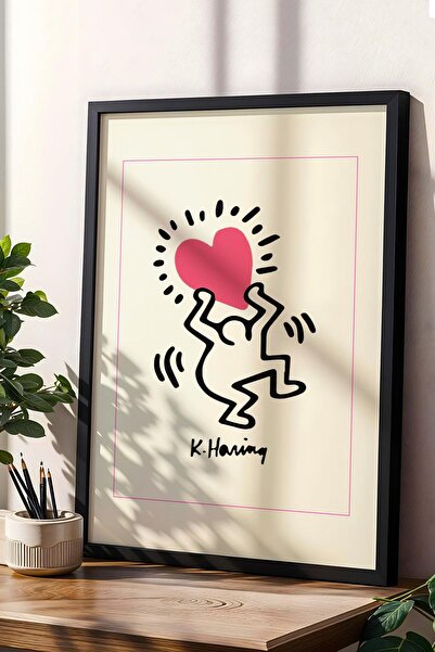 Saturn Keith Haring Radiant Heart Πίνακας με κορνίζα - Λαμπερή καρδιά - Εκλεκτικό στυλ διακόσμησης τοίχου