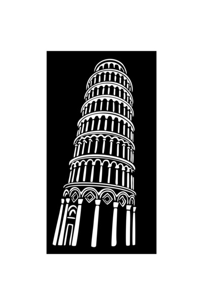 OEM Decor perete Turnul din Pisa HH729 din lemn - 17 L x 30 H (cm)