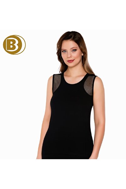 Belinay Women'S, Sleeveless Detailed, Black Bodysuit