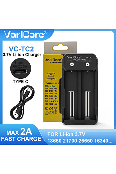 Choice5 شاحن بطاريات ذكي ثنائي الفتحات من نوع VC-TC2-USB VariCore TC2 لبطاريا...