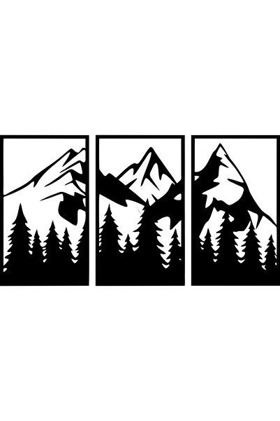 OEM Decor perete Munte din 3 Parti HH702 din lemn - 69 L x 37 H (cm)