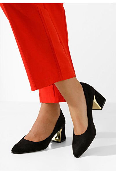 B T Shoes Černé lodičky na hrubém podpatku Clarisse