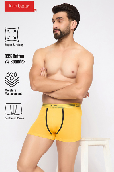John players Pack of 2 John Players Cotton Trunks with Striped Waistband in Yellow