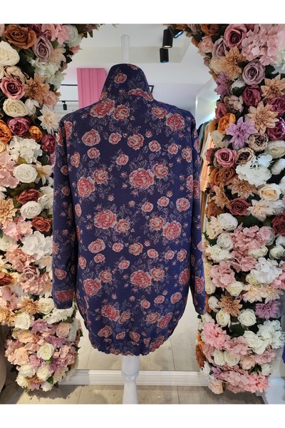 Kayra çicek desenli ceket lacivert