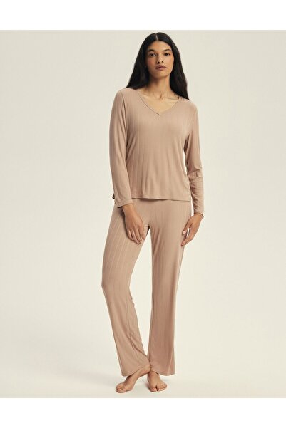 ESOTIQ Set pijama pentru femei, format din 2 piese, top și pantaloni scurți, din viscoză și elastan cu nervuri | Jenius 3