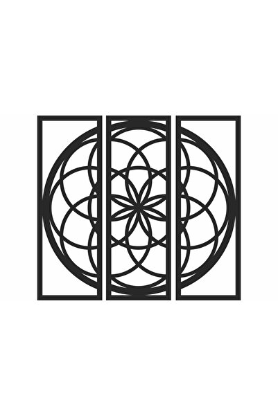 OEM Decor perete Personalizabil 3 Parti Cerc cu Floare Mandala HHH555 din lem...