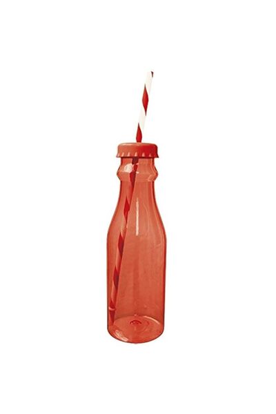 Generic Zak Designs Drinks Bottle with Straw, Red & White, 70 ml