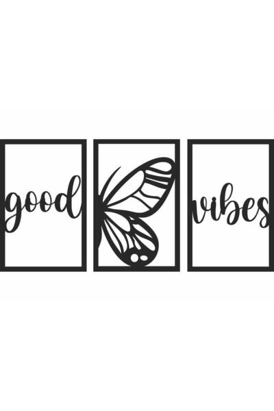 OEM Decor perete Personalizabil 3 Parti Good Vibes HHH559 din lemn - 58 L x 2...