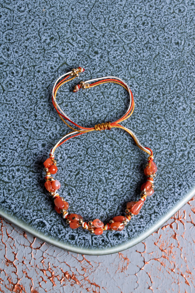 Saff Doğal Taş Agate a Quality Natural Stones Macrame Bracelet