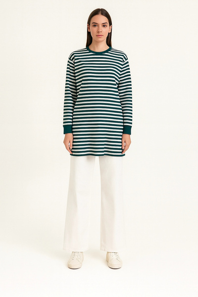 elit fashion Ριγέ τουνίκ - Πράσινο