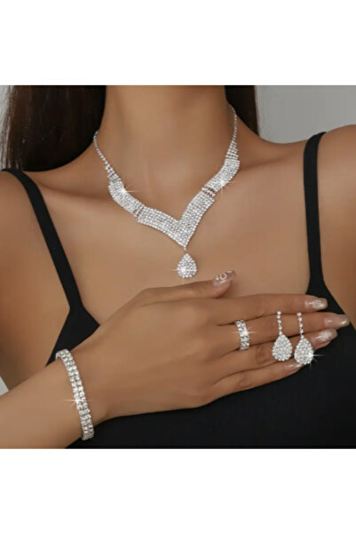 SE Jewellery Collection Selin Ersoy Zirkon Taşlı Damla Model Gelin Düğün & Da...