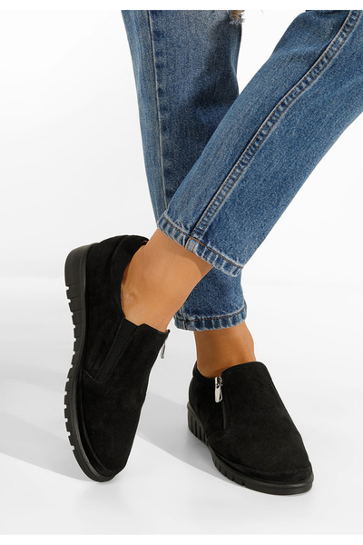 B T Shoes Černé kožené polobotky Vichy V2