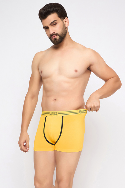 John players Pack of 2 John Players Cotton Trunks with Striped Waistband in Yellow