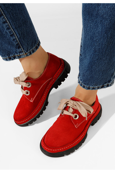 B T Shoes Dasha red leather women's casual shoes