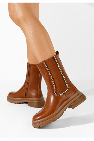 B T Shoes Camelové dámské polokozačky Nebula