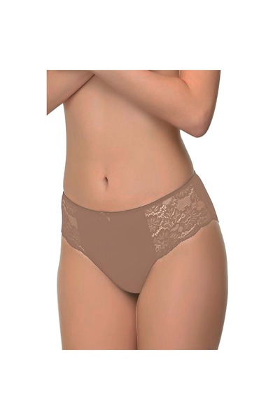 Belinay ملابس داخلية نسائية، 4 قطع، بحواف دانتيل، لون مينك