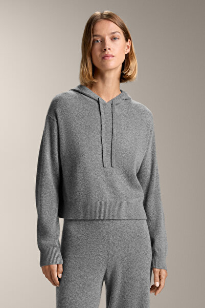 Oysho %100 kaşmir kapüşonlu örgü sweatshirt
