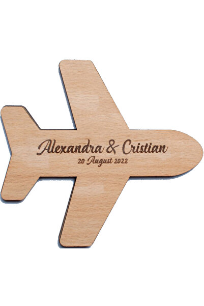 OEM Cutie de Bijuterii Verighete Personalizata HH1595 din Lemn Avion 15x15 cm