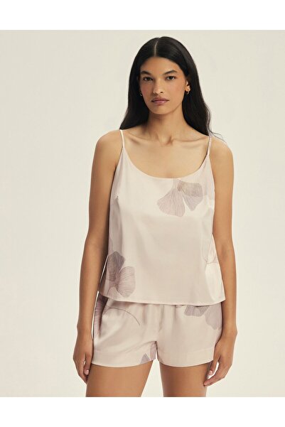 ESOTIQ Set pijama din satin pentru femei, format din două piese, top scurt și pantaloni scurți lejeri, stil romantic feminin | Capriccio