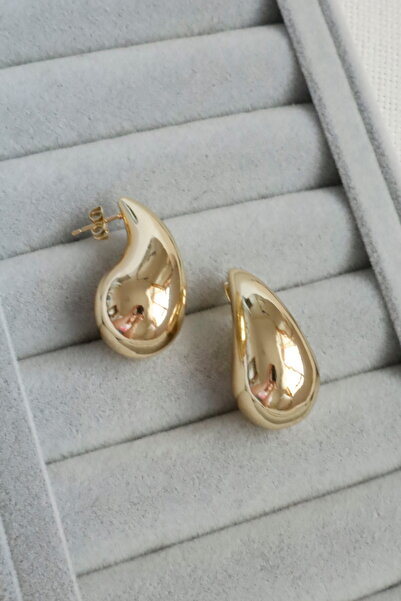 DEMOKAN Kadın Küpe Kararmaz 14k Renk Vip Seri Marka Model 3cm Küpe