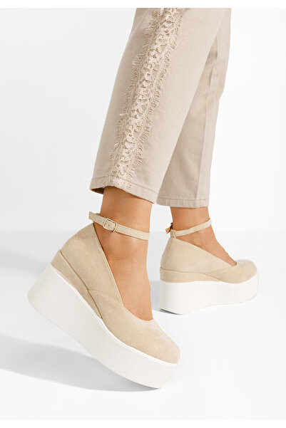 B T Shoes Béžové lodičky na platformě Leanora