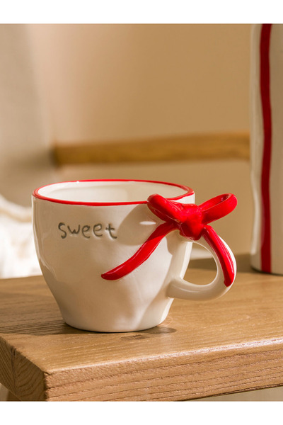 LC Waikiki Ma Bella and Design Red Bow Ceramic Mug 390 ml
