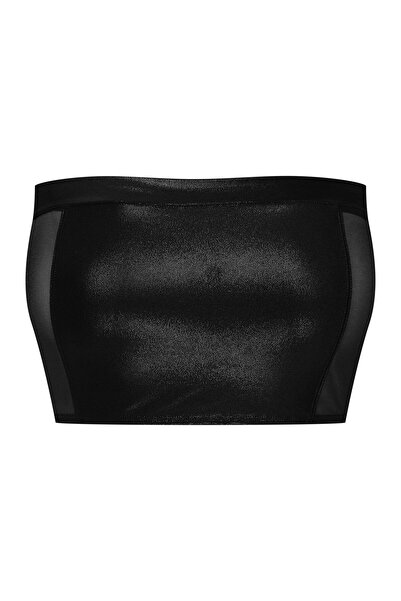 ESOTIQ Women's Strapless Crop Top Bandeau Style Wet Look Slim Fit Elegant & Sexy | Wet