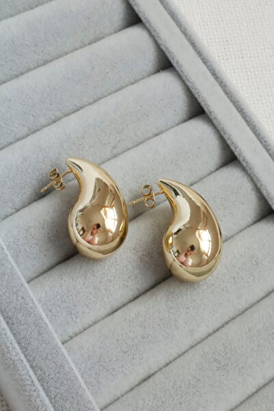 DEMOKAN Kadın Küpe Kararmaz 14k Renk Vip Seri Marka Model 3cm Küpe