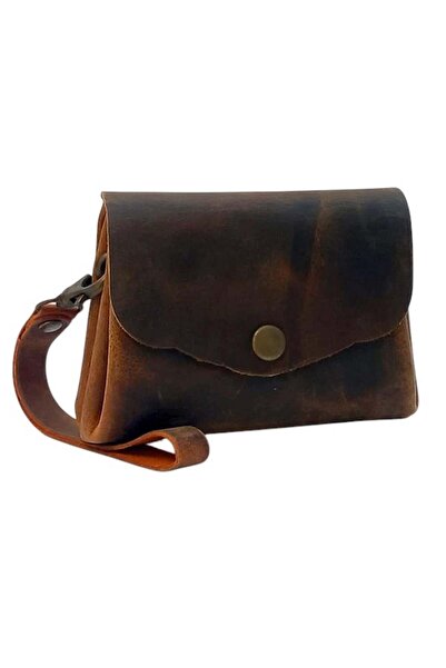 CASABA محفظة نسائية مصنوعة يدويًا من الجلد الطبيعي باللون البني