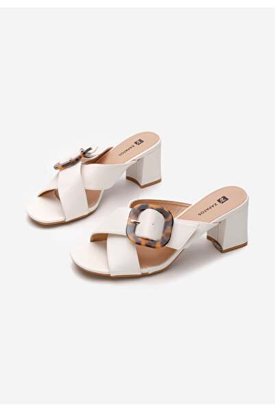 B T Shoes Mule με τακούνι Berieda λευκά