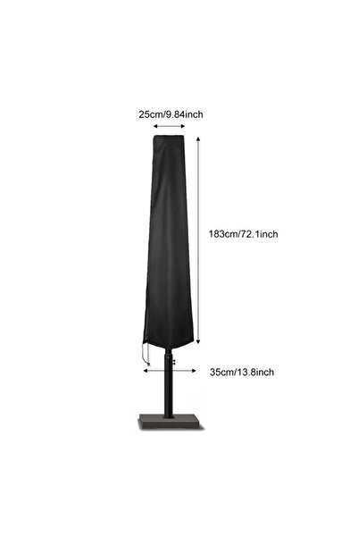 Choice 183x25x35cm Black Patio Umbrella Cover, Waterproof Outdoor Umbrella Co...