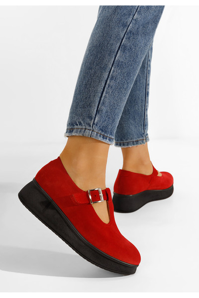 B T Shoes Gilena red platform casual shoes